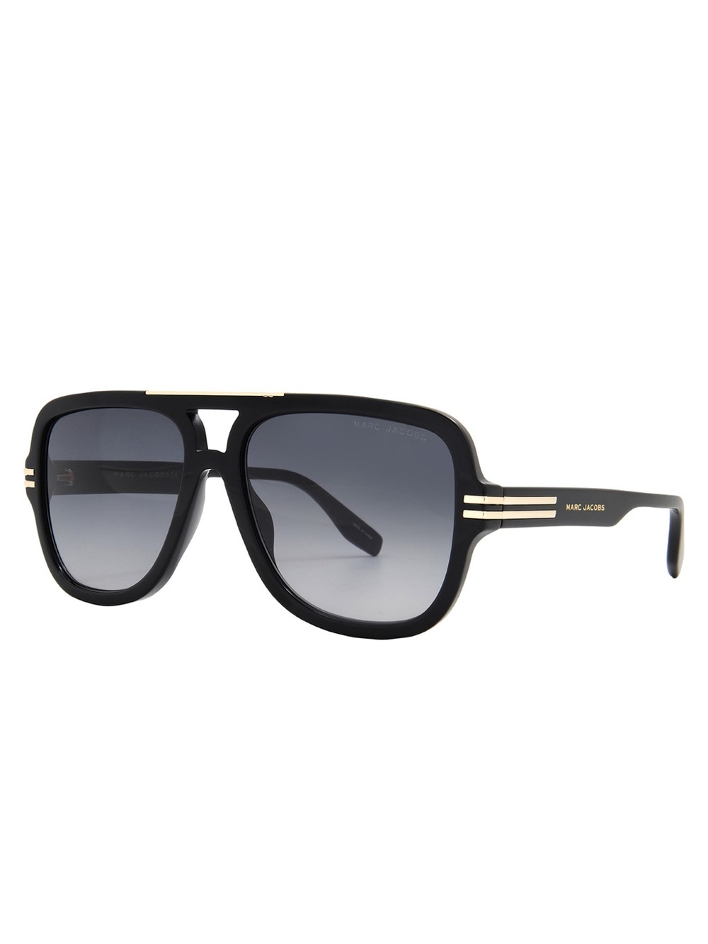 Marc Jacobs Unísex Black Frame Sunglasses w/Gold Accents & Gradient Gray Lenses - Picture 2 of 9
